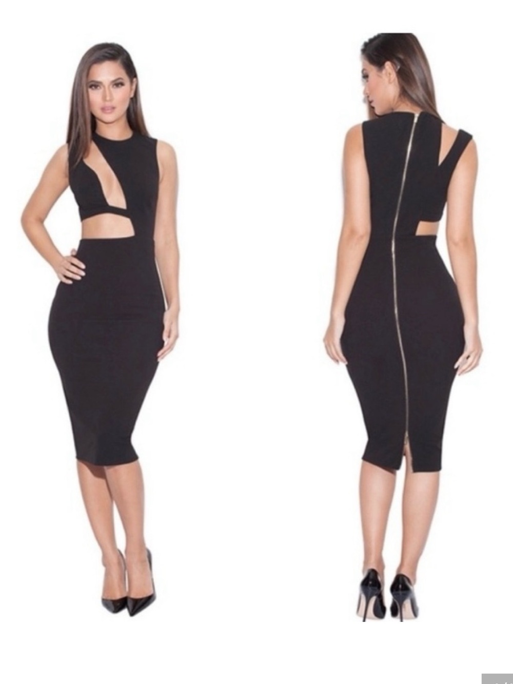 House of CB Black Cutout Bodycon Midi Dress